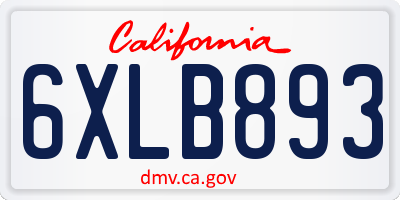 CA license plate 6XLB893