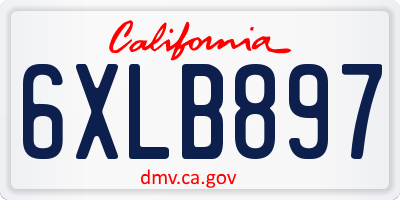 CA license plate 6XLB897