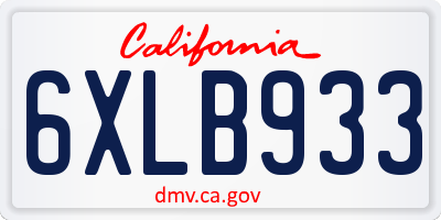 CA license plate 6XLB933