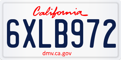 CA license plate 6XLB972
