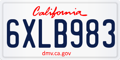 CA license plate 6XLB983