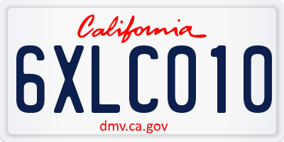 CA license plate 6XLC010