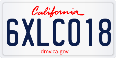CA license plate 6XLC018
