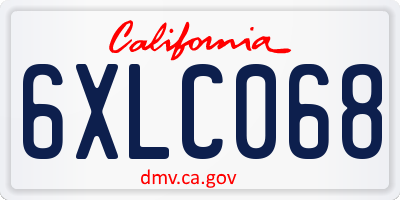 CA license plate 6XLC068
