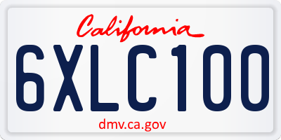 CA license plate 6XLC100