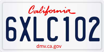 CA license plate 6XLC102