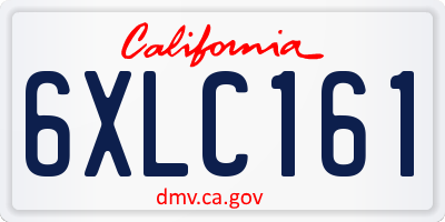 CA license plate 6XLC161