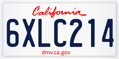 CA license plate 6XLC214