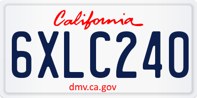 CA license plate 6XLC240