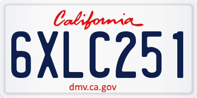 CA license plate 6XLC251