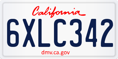 CA license plate 6XLC342