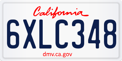 CA license plate 6XLC348