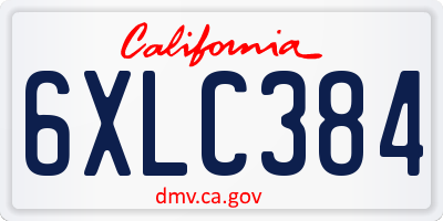 CA license plate 6XLC384