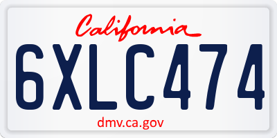 CA license plate 6XLC474