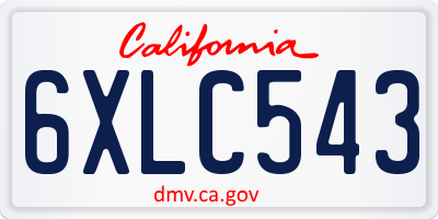CA license plate 6XLC543