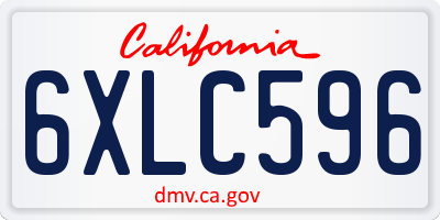 CA license plate 6XLC596