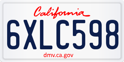 CA license plate 6XLC598