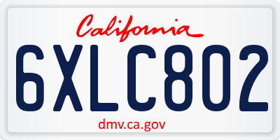 CA license plate 6XLC802