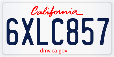 CA license plate 6XLC857
