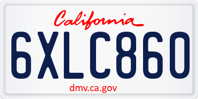 CA license plate 6XLC860