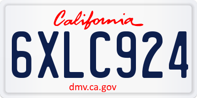 CA license plate 6XLC924