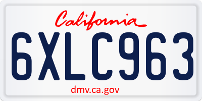 CA license plate 6XLC963
