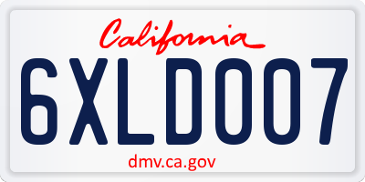 CA license plate 6XLD007