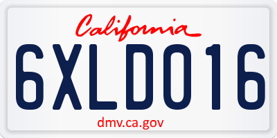 CA license plate 6XLD016