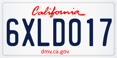 CA license plate 6XLD017