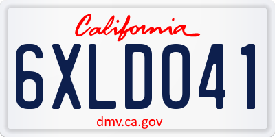 CA license plate 6XLD041