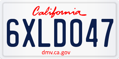 CA license plate 6XLD047