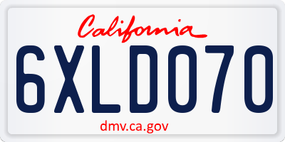 CA license plate 6XLD070