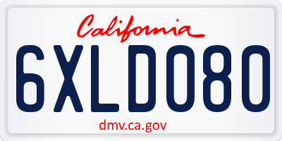 CA license plate 6XLD080