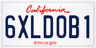 CA license plate 6XLD0B1