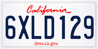 CA license plate 6XLD129