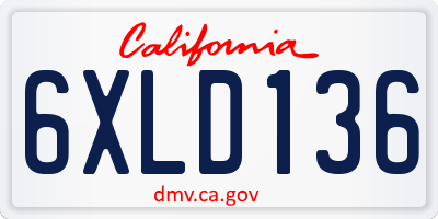 CA license plate 6XLD136