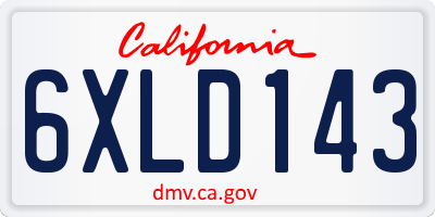 CA license plate 6XLD143