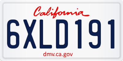 CA license plate 6XLD191