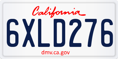 CA license plate 6XLD276