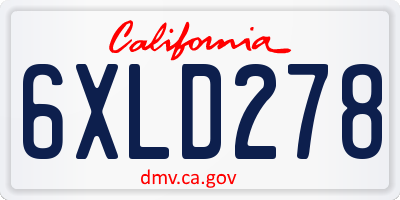 CA license plate 6XLD278