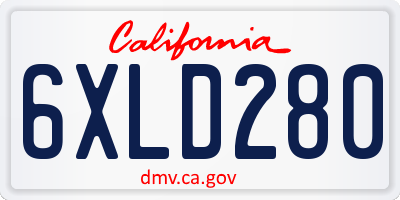 CA license plate 6XLD280