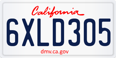 CA license plate 6XLD305
