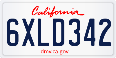 CA license plate 6XLD342