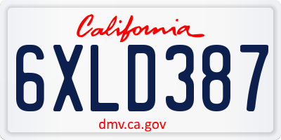 CA license plate 6XLD387