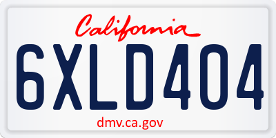 CA license plate 6XLD404