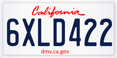 CA license plate 6XLD422