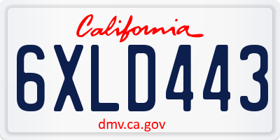 CA license plate 6XLD443
