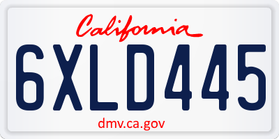 CA license plate 6XLD445