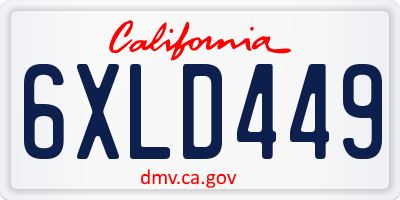 CA license plate 6XLD449