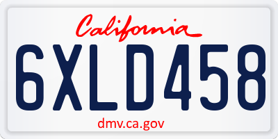 CA license plate 6XLD458